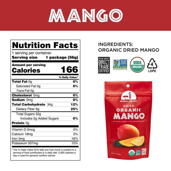Mavuno Harvest Mango Dried Fruit Snacks