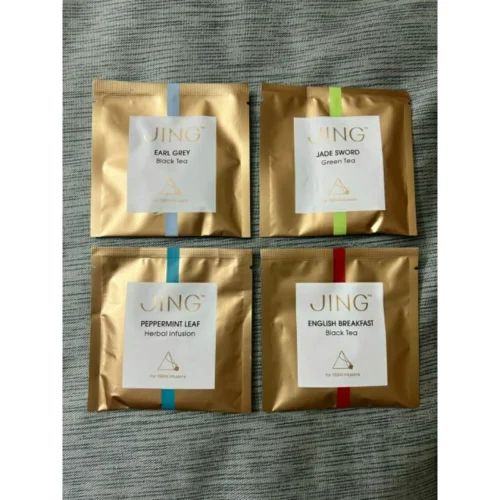 JING LUXURY LOOSE LEAF TEA BAG PACKED IN SAPCIOUS PYRAMID SHAPED BAGS